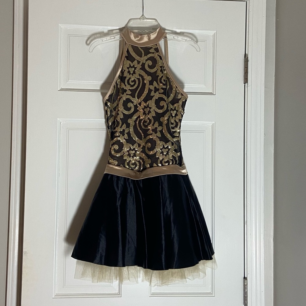 Weissman “City Lights” Black/Gold dance dress